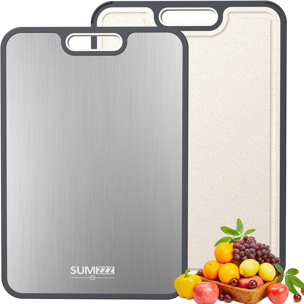Silver and Cream Cutting Board Set